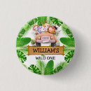 Search for animals first birthday badges Wild one birthday