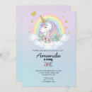 Search for unicorn 1st birthday invitations Rainbow
