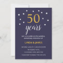 Search for blue gold 50th wedding anniversary invitations Simple