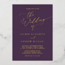 Search for purple and gold wedding invitations Minimalist