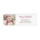 Search for happy snowman return address labels Merry christmas