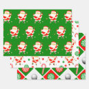 Search for santa claus golfing wrapping paper Green