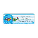 Search for cartoon fish return address labels Colourful
