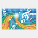 Search for colourful musical notes stickers Illustration