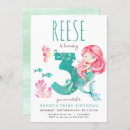 Search for mermaid 3rd birthday invitations Under the sea birthday