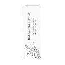 Search for black and white flowers return address labels Minimalist