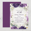 Search for purple white birthday invitations Elegant