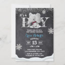Search for snowflakes baby boy shower invitations Chalkboard
