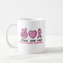 Search for peace love cure mugs Breast cancer support