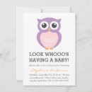 Search for purple owl baby shower invitations Girls