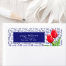 Search for blue floral return address labels Red