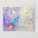 Search for blue rocket postcards Moon