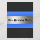 Search for black blue man birthday invitations Silver