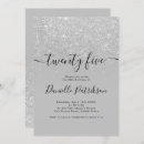 Search for 25th silver birthday invitations Grey