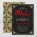 Search for black gold red birthday invitations Damask
