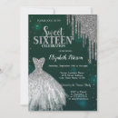 Search for silver and green sweet 16 invitations Glitter