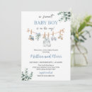 Search for clothesline baby shower invitations Watercolor blue