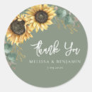 Search for sunflower thank you wedding stickers Eucalyptus