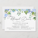 Search for blue hydrangea rehearsal dinner invitations Boho