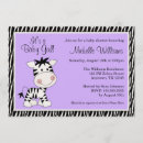 Search for zebra baby girl shower invitations Purple