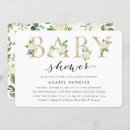Search for white gold baby shower invitations Greenery
