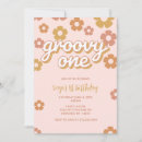 Search for groovy one birthday invitations Pink