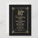 Search for male 80th birthday invitations Black and gold