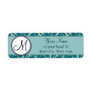 Search for teal floral return address labels Turquoise