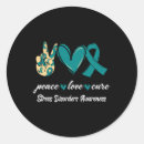 Search for teal awareness ribbon stickers Cure