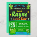 Search for frog 1st birthday invitations Blue