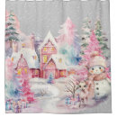 Search for pink christmas shower curtains Snowman