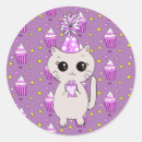 Search for cute cat birthday stickers Purple