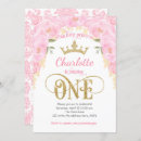 Search for princess baby girl 1st birthday invitations Gold glitter