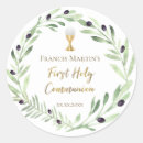 Search for botanical round stickers First holy communion