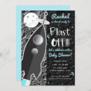 Search for rocket ship baby shower invitations Blue