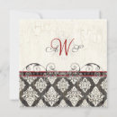 Search for black white red damask invitations Monogrammed