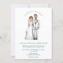 Search for bride and groom cartoon wedding invitations Whimsical
