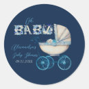Search for baby pram boy shower stickers Vintage