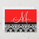 Search for monogram damask red invitations Black