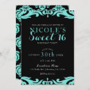 Search for teal black sweet 16 invitations Modern