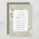 Search for green white baby shower invitations Floral