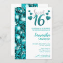 Search for teal sweet 16 invitations Chic