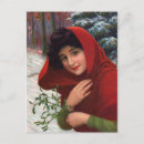 Search for mistletoe postcards Woman