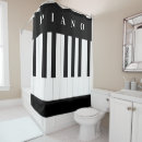 Search for music shower curtains Black and white