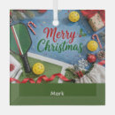 Search for pickleball christmas tree decorations Santa