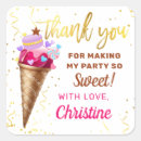 Search for ice cream thank you stickers Girl birthday