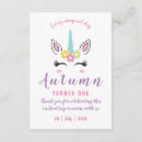 Search for unicorn thank you invitations Girl