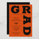 Search for black and orange graduation invitations High school