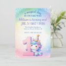 Search for unicorn 1st birthday invitations Rainbow