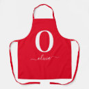 Search for red monogram aprons Unique